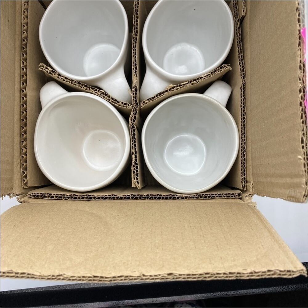 $35/ Espresso And Ivory Swirl Kamala Mugs Set Of 4 - Picture 5 of 6